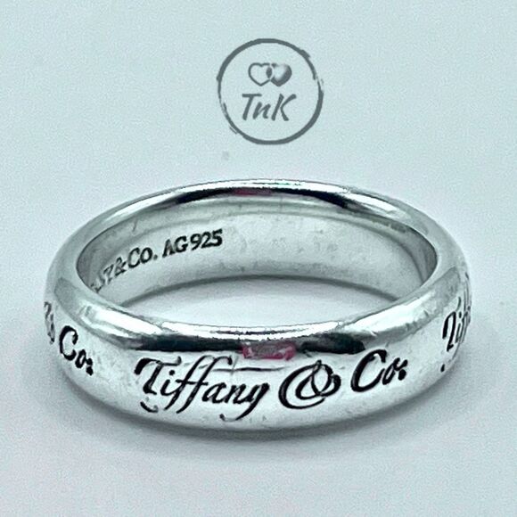 Tiffany & Co. Wide Notes Script Silver Ring - Sz 7.5 - Picture 4 of 16
